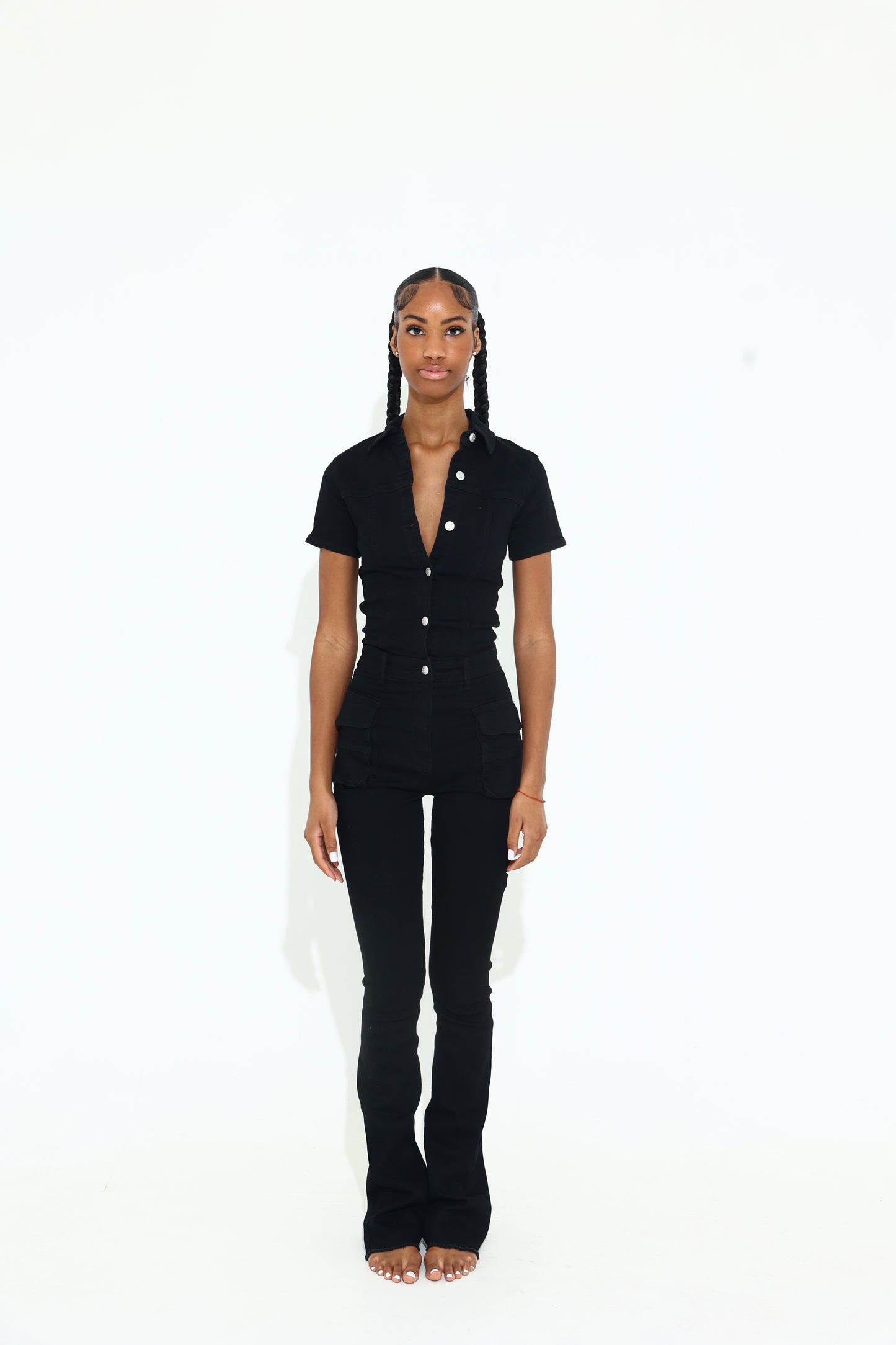JET BLACK DENIM JUMPSUIT