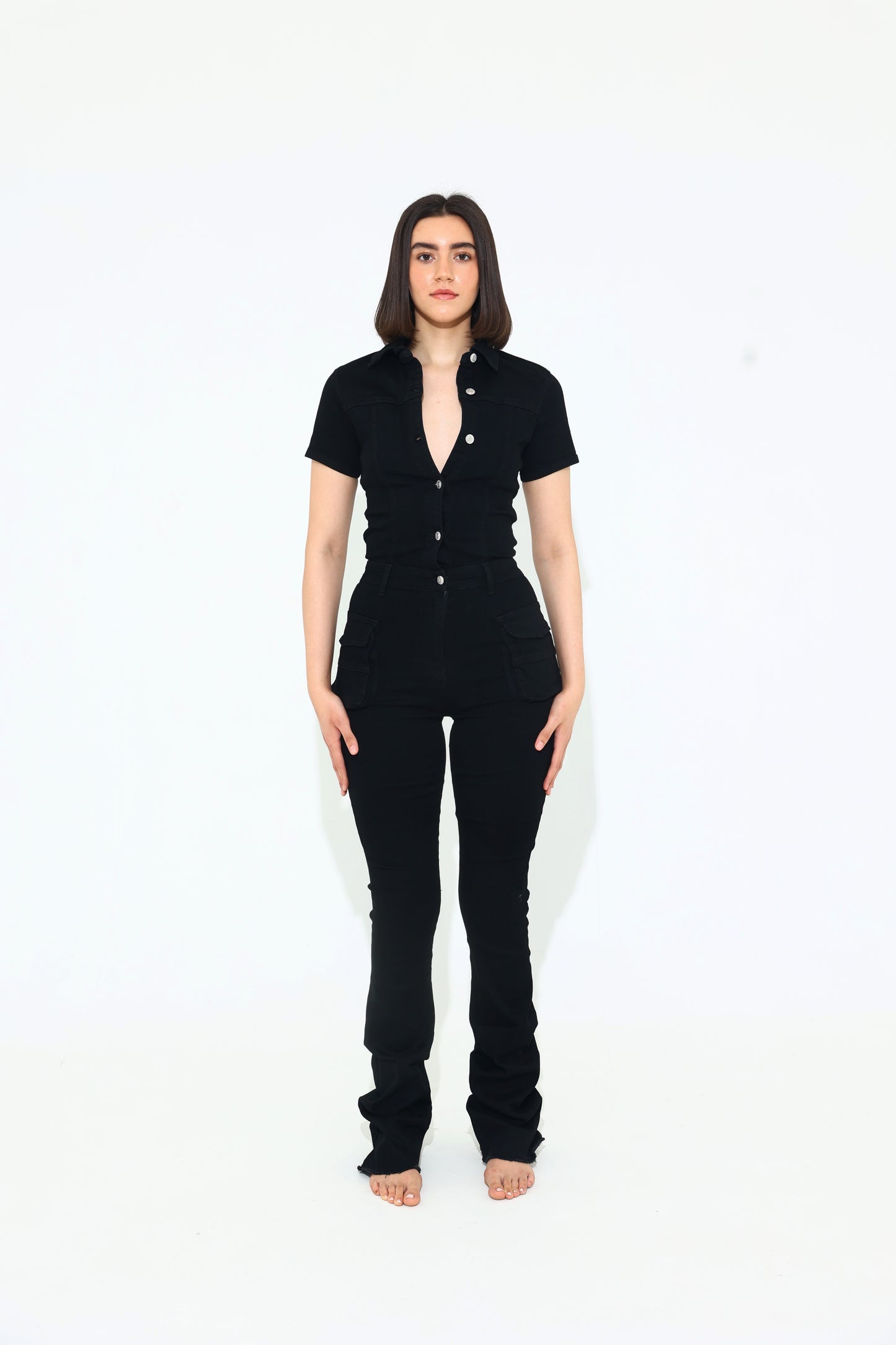 JET BLACK DENIM JUMPSUIT