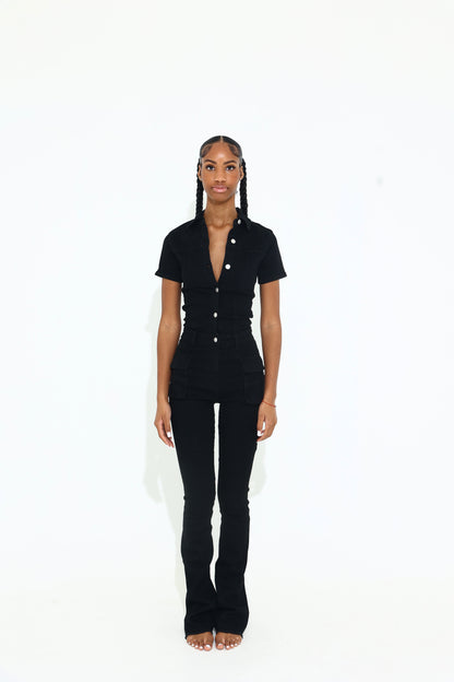 JET BLACK DENIM JUMPSUIT